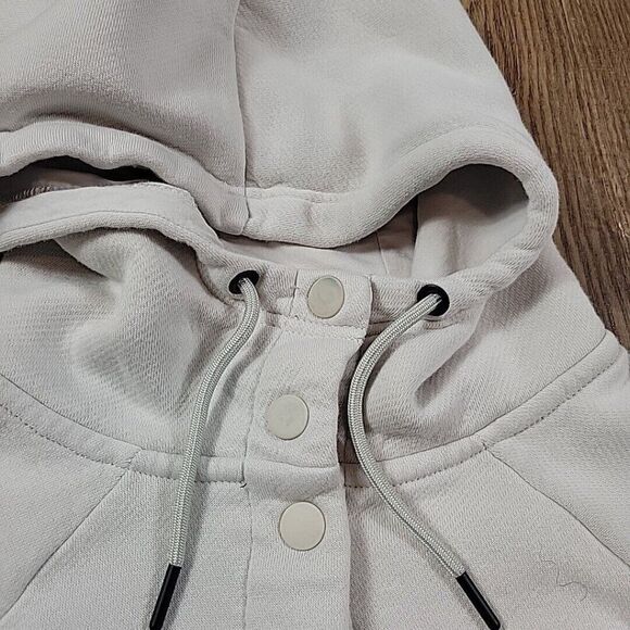 Nike Sportswear Rally Hooded Jacket Womens Small Beige Snap Sweatshirt Long Slv - Picture 3 of 8